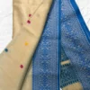 Off White Tussar Kolka Saree