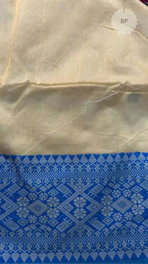 Off White Tussar Kolka Saree