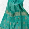 Cyan Green Tussar Zari Saree
