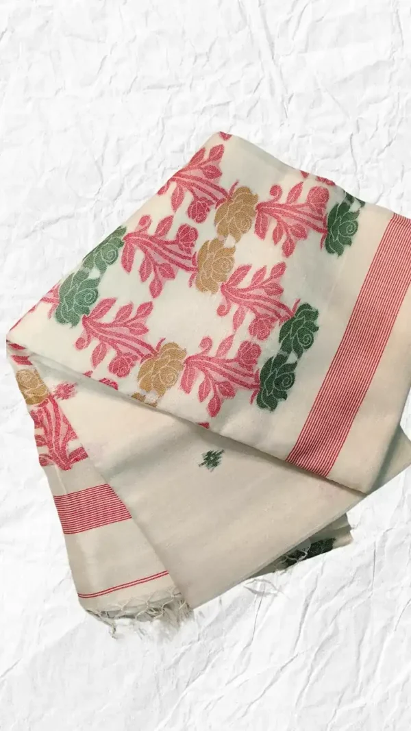 Off White Tussar Kolka Saree