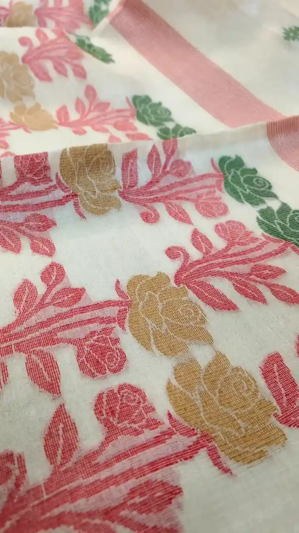 Off White Tussar Kolka Saree
