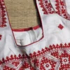 Pristine White Silk Blouse with Stunning Red Contrast Gujarati Kutch Embroidery