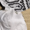 Serene White Silk Blouse with Black Gujarati Kutch Embroidery