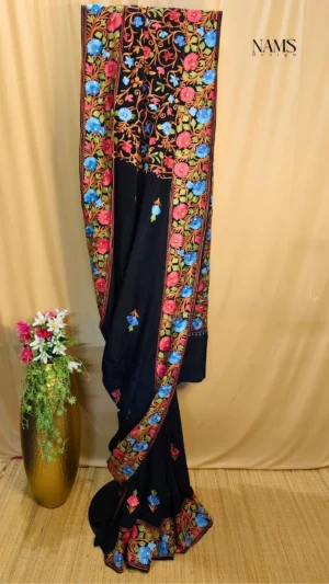 Exquisite Black Georgette Floral Saree – Stunning Elegance