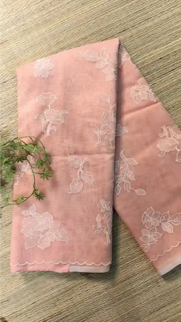 Peachy Pink Cotton Kota Saree,kota