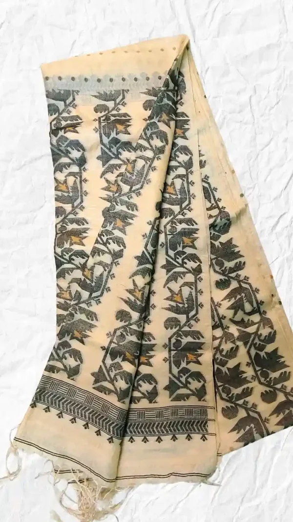Beige Tussar Kolka Saree