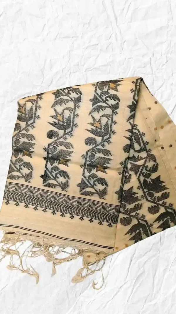Beige Tussar Kolka Saree