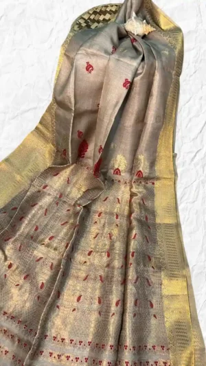 Grey Tussar Zari Saree