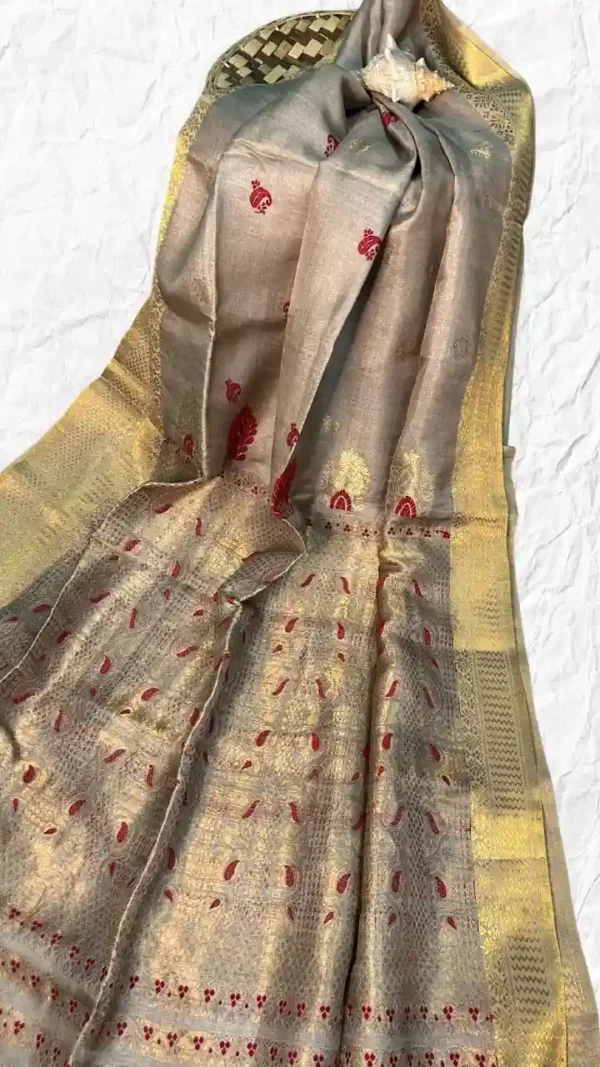Grey Tussar Zari Saree