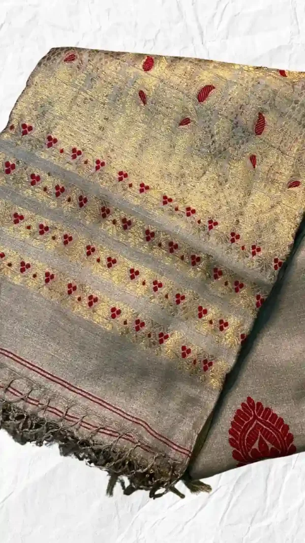 Grey Tussar Zari Saree