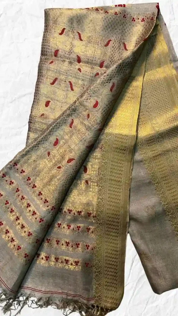 Grey Tussar Zari Saree
