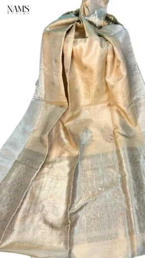 Peach Tussar Zari Saree