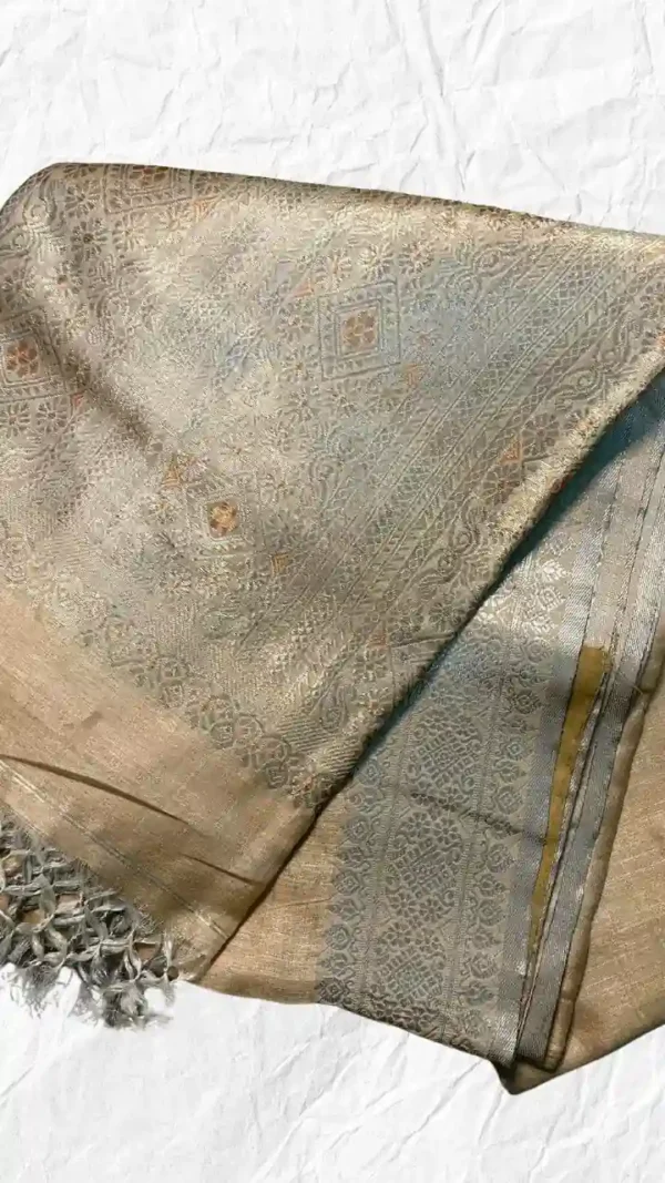 Peach Tussar Zari Saree