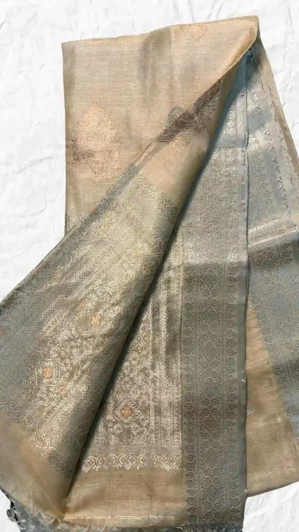 Peach Tussar Zari Saree