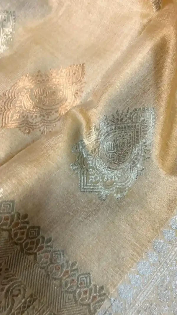 Peach Tussar Zari Saree