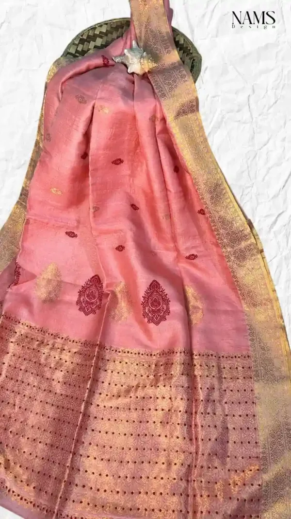 Hot Pink Tussar Zari Saree