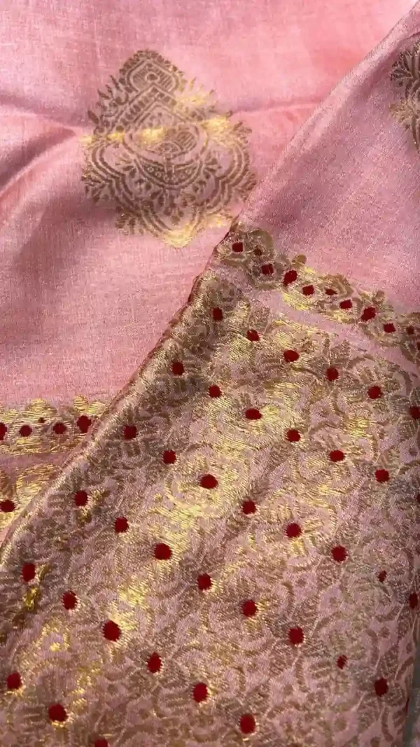 Hot Pink Tussar Zari Saree