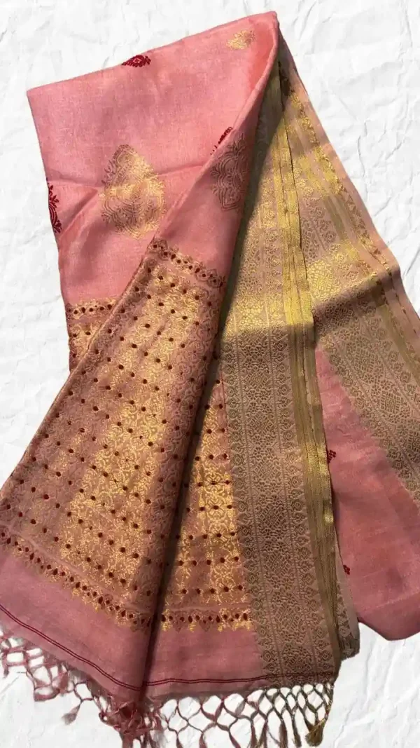 Hot Pink Tussar Zari Saree