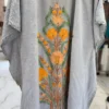Grey Silk Embroidered Kaftan