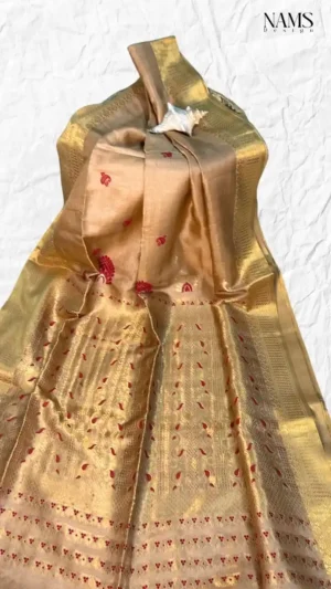 Beige Tussar Zari Saree