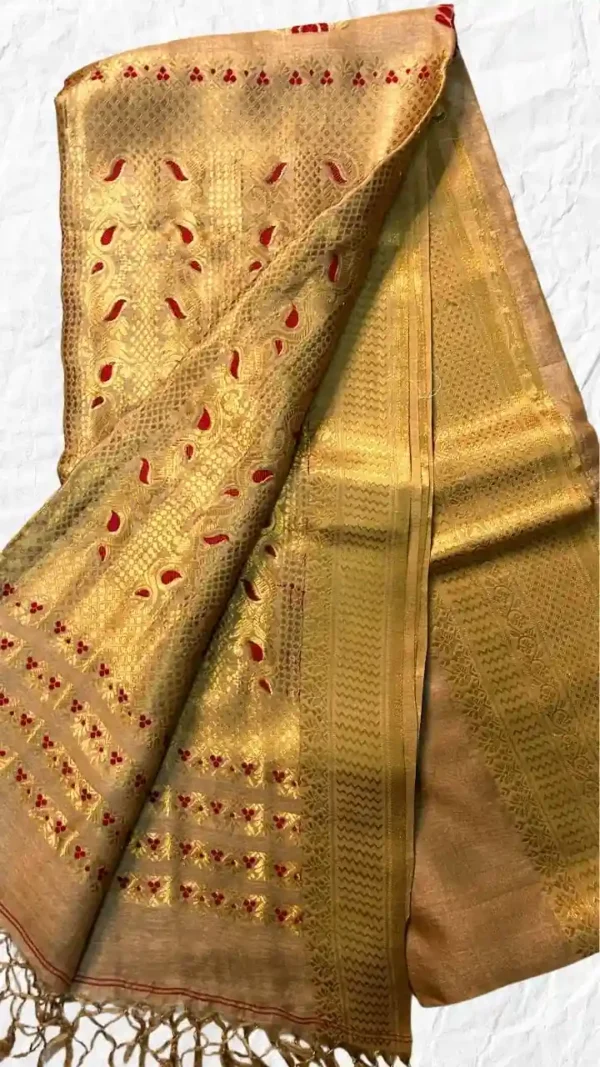 Beige Tussar Zari Saree