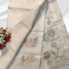 Off White Tussar Floral Zari Saree