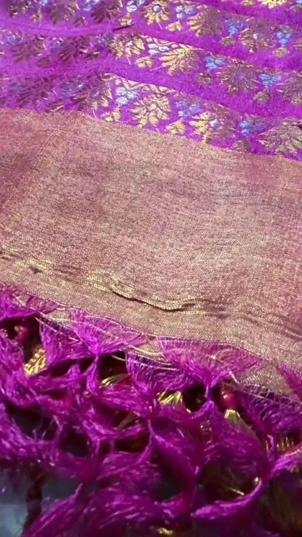 Peach Tussar Zari Saree