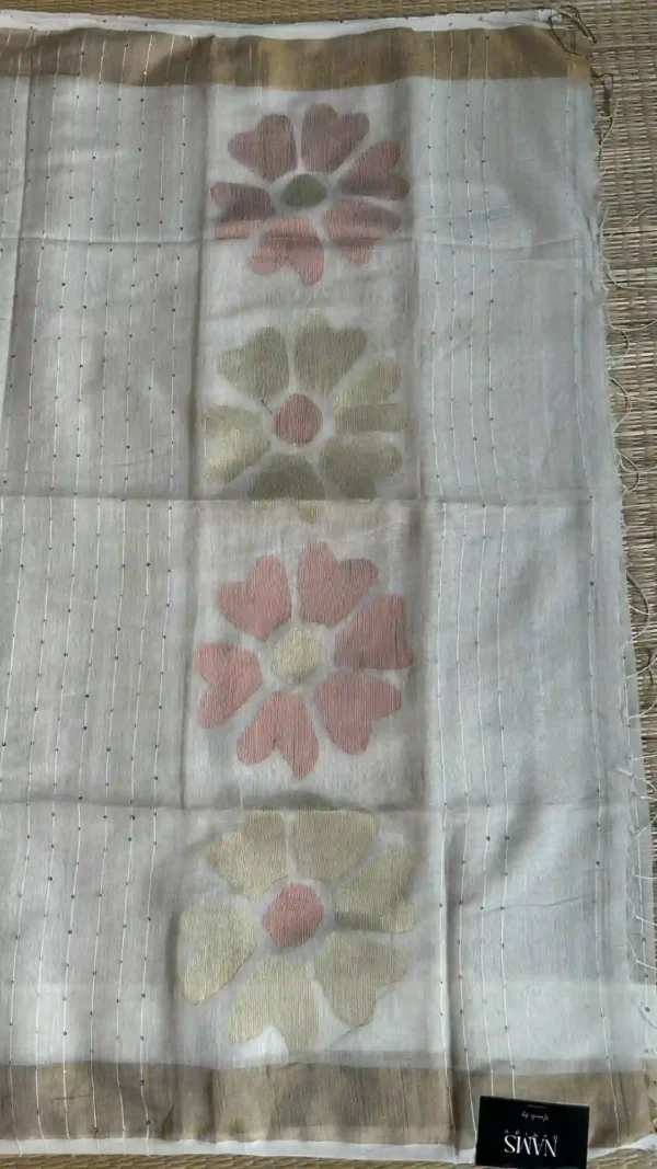 Off White Cotton Zari Saree