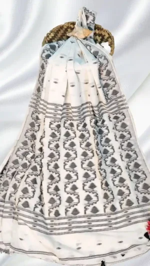 White Cotton Jamdani Saree