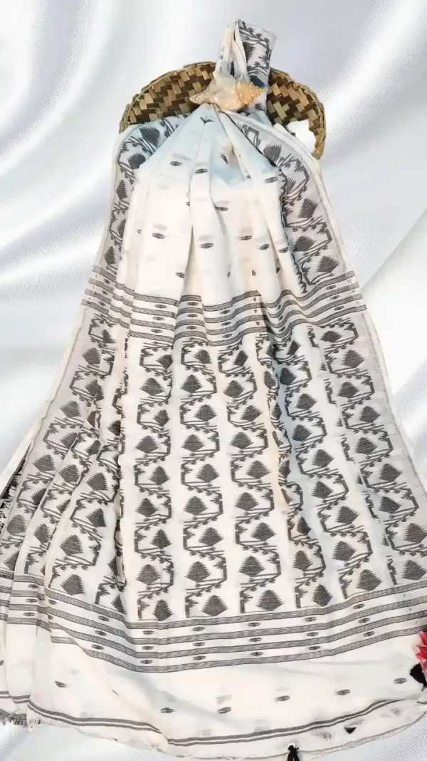 White Cotton Jamdani Saree