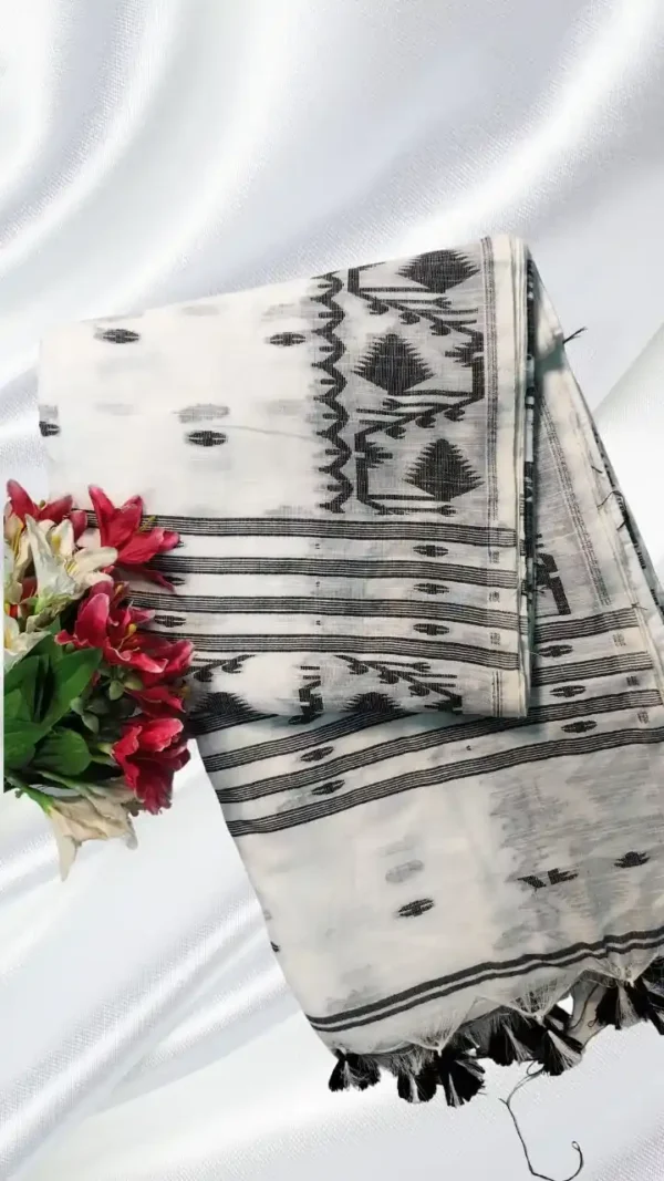 White Cotton Jamdani Saree