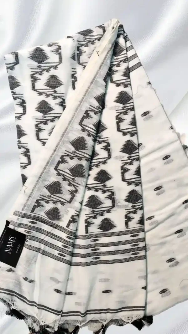 White Cotton Jamdani Saree