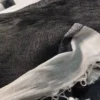 White Black Stripe Linen Saree