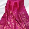 Hot Pink Tussar Floral Zari Saree
