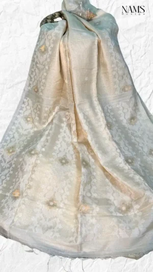 Off White Tussar Zari Saree