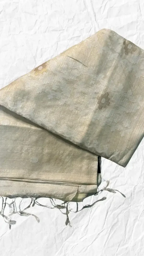 Off White Tussar Zari Saree