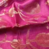 Hot Pink Tussar Floral Zari Saree