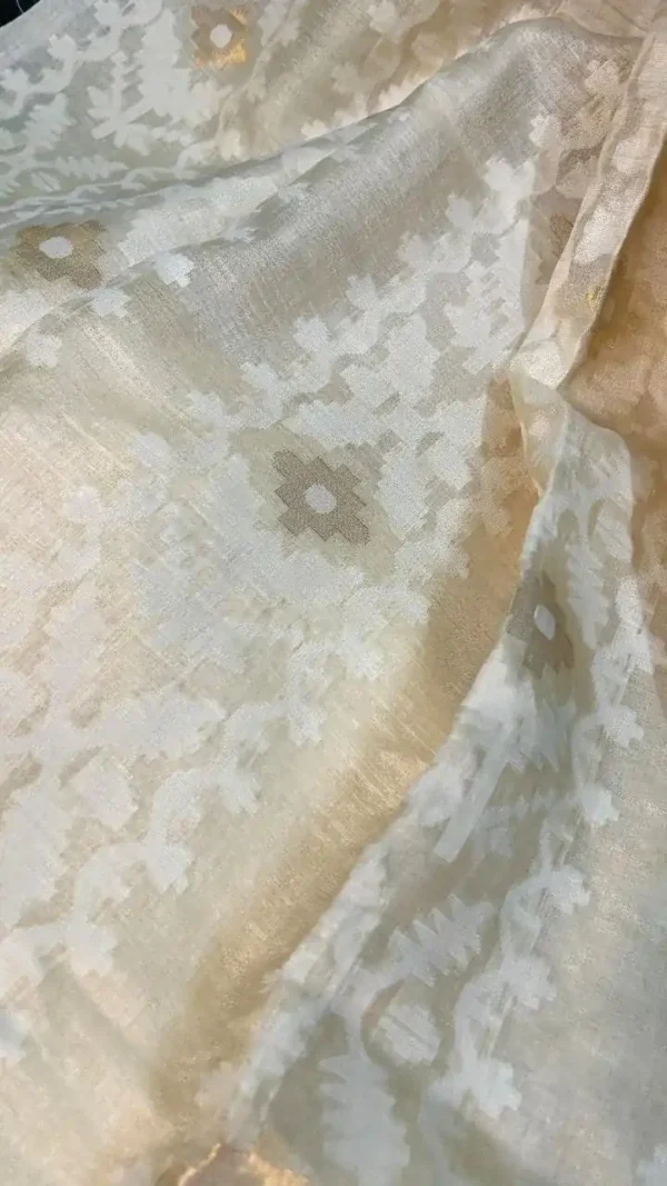 Off White Tussar Zari Saree