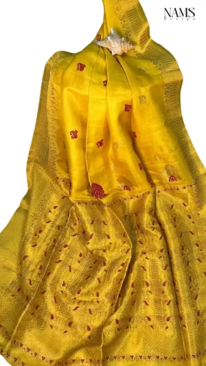 Yellow Tussar Zari Saree