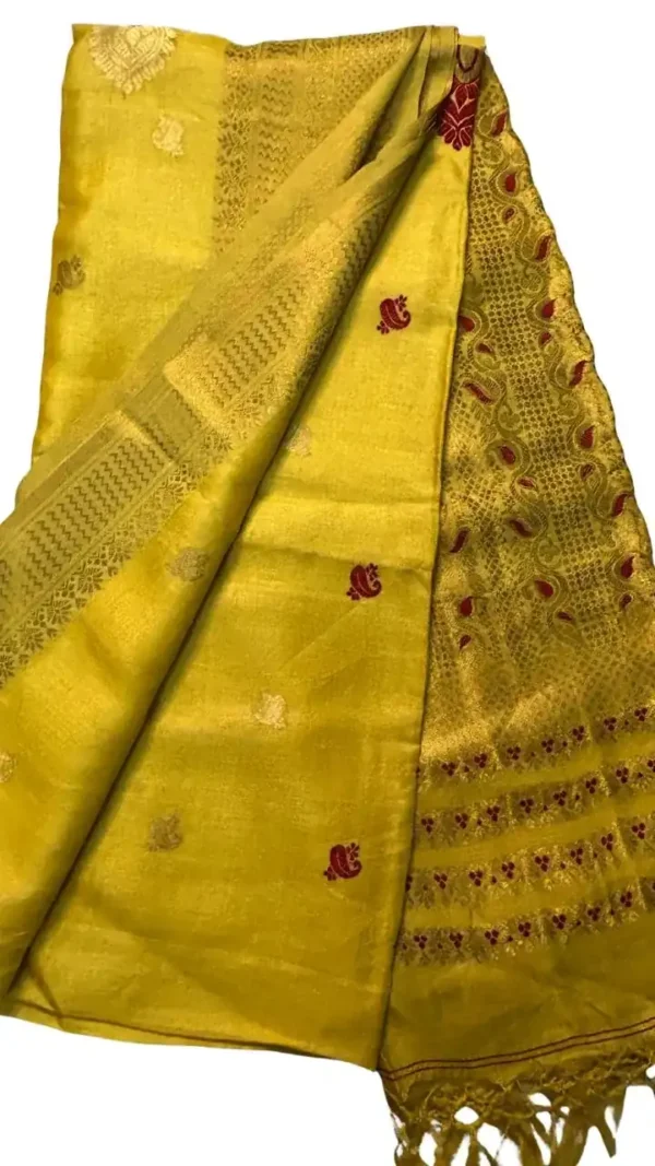 Yellow Tussar Zari Saree