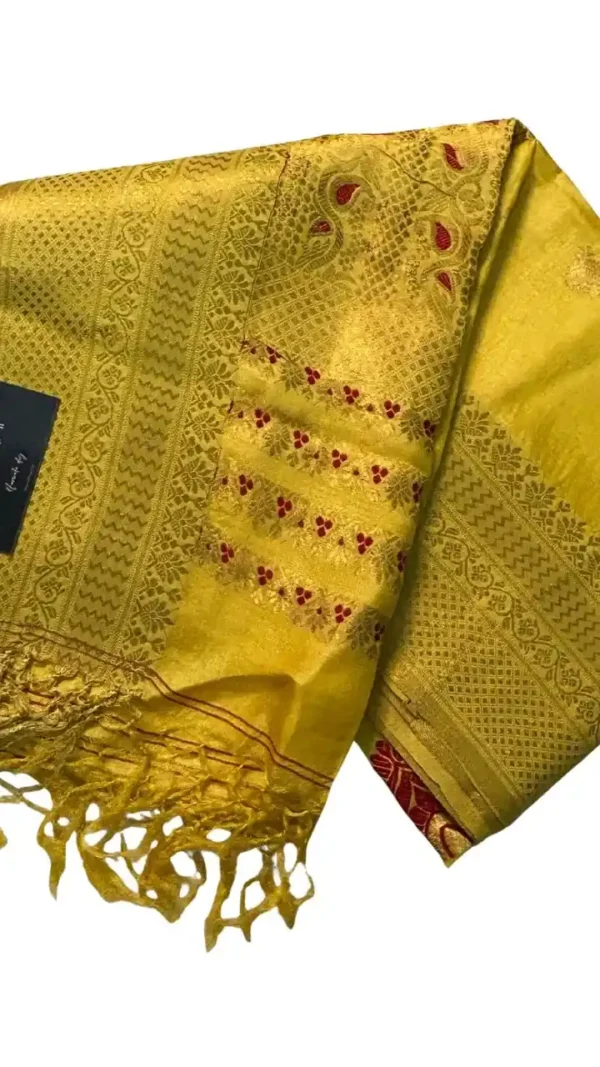Yellow Tussar Zari Saree