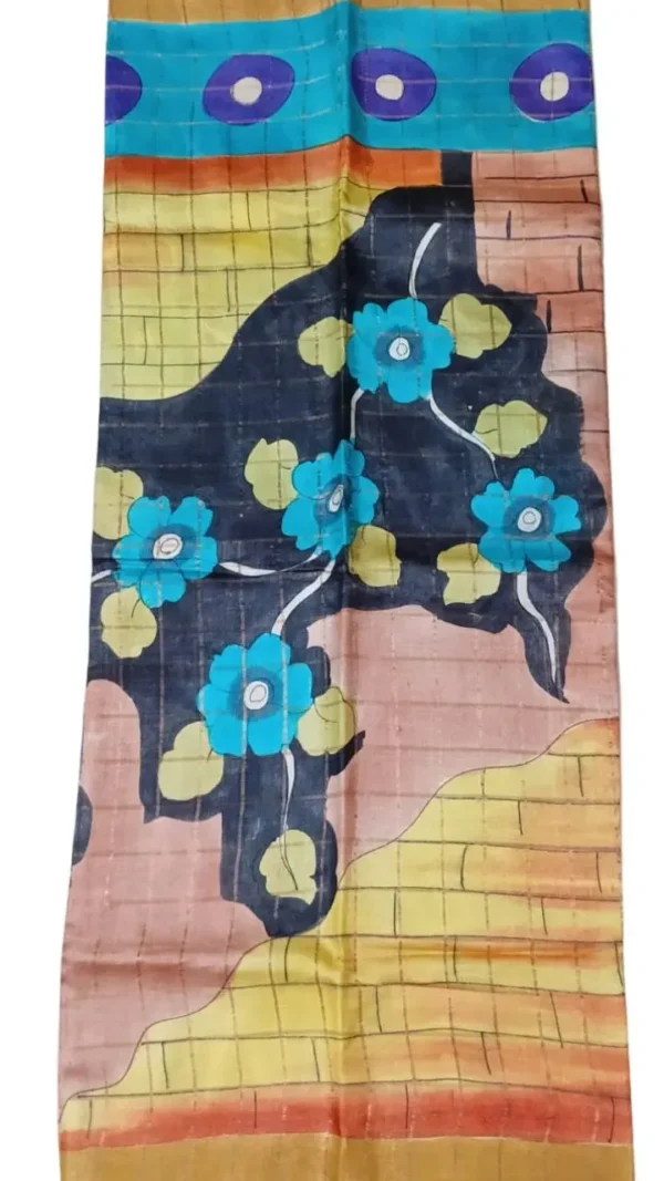 Deep Harmony Handpainted Peach Tussar silk saree