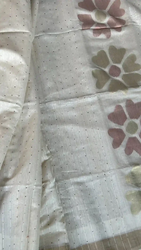 Off White Cotton Zari Saree
