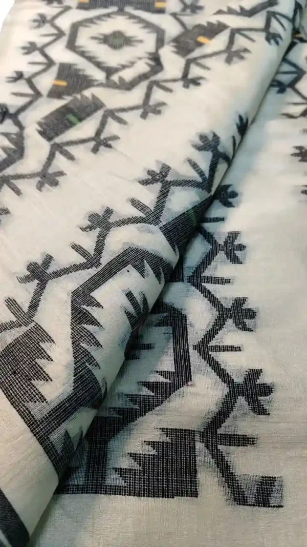 Off White Tussar Kolka Saree