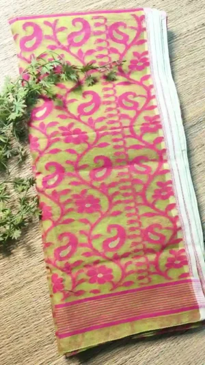Green Cotton Jamdani Saree,jamdani