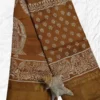 Rust Katan Silk Block Print Saree