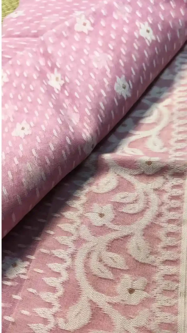 Baby Pink Cotton Jamdani Saree,pink