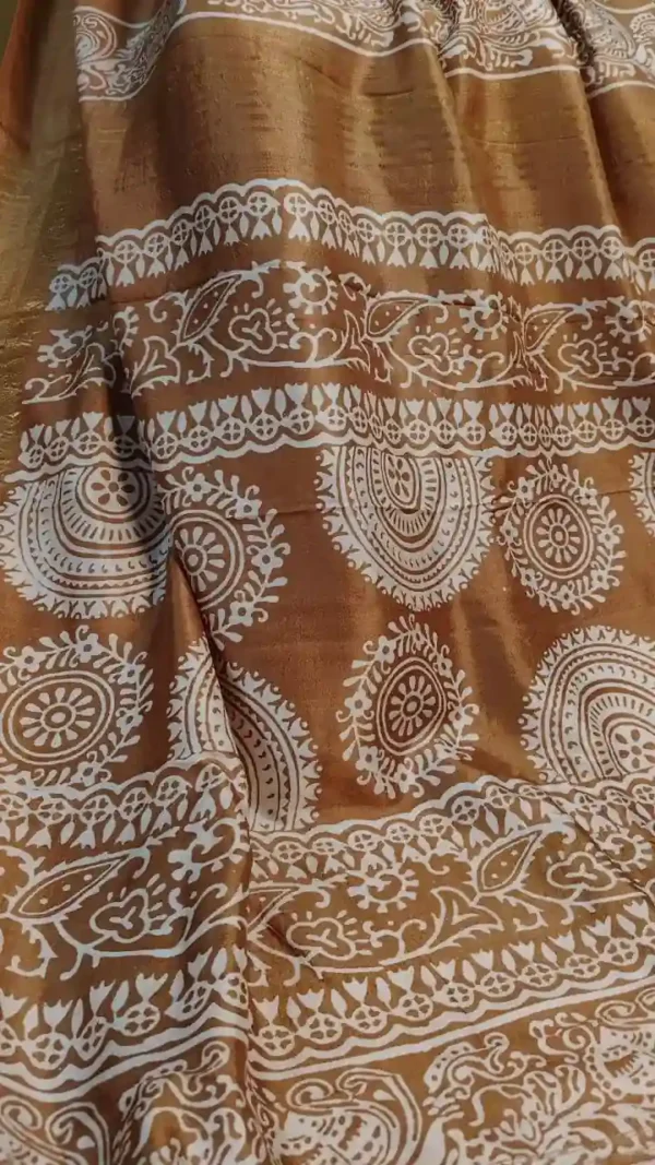 Rust Katan Silk Block Print Saree