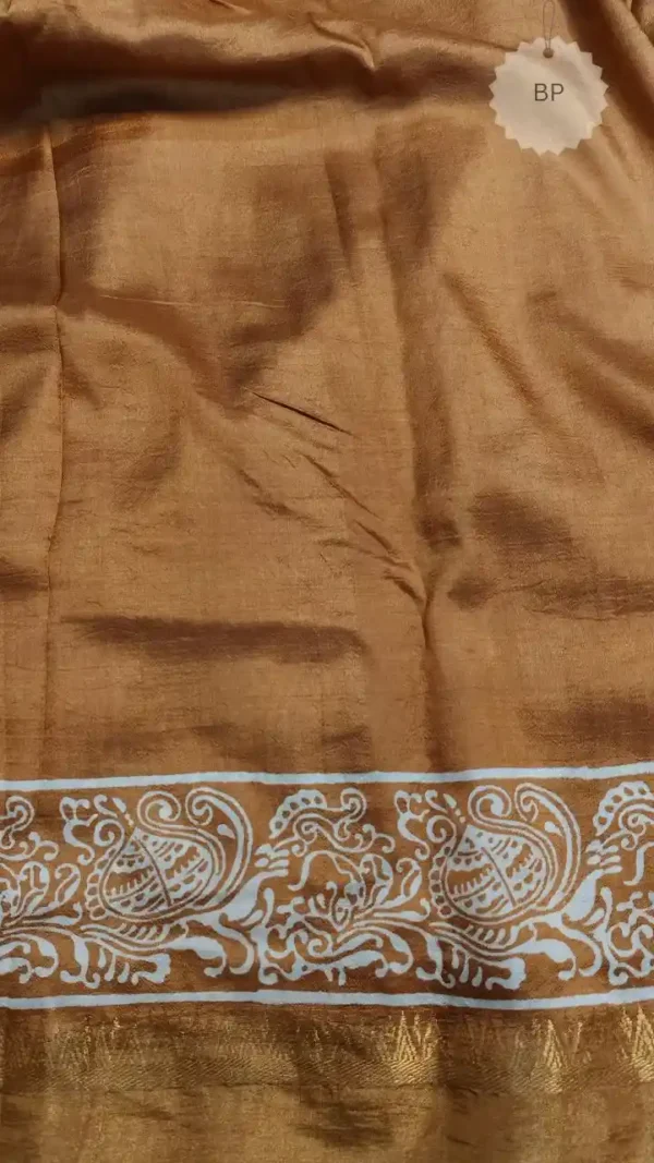 Rust Katan Silk Block Print Saree