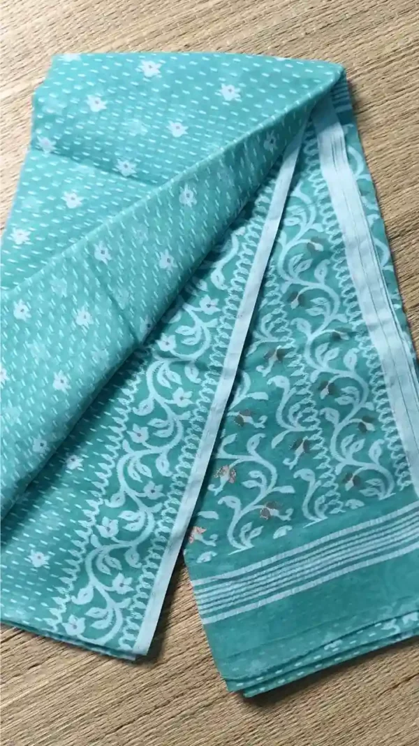 Radiant Cyan Cotton Jamdani Saree,saree